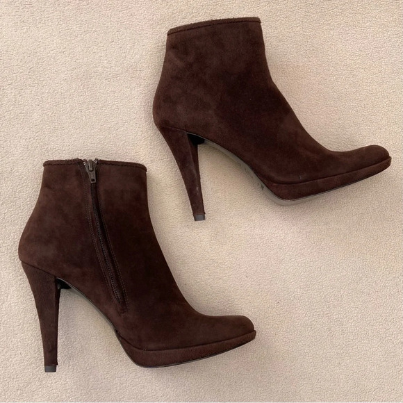 Pedro Garcia Brown Suede Heeled Ankle Booties/Boots-Women’s 7.5-Classic-Formal - Picture 4 of 11